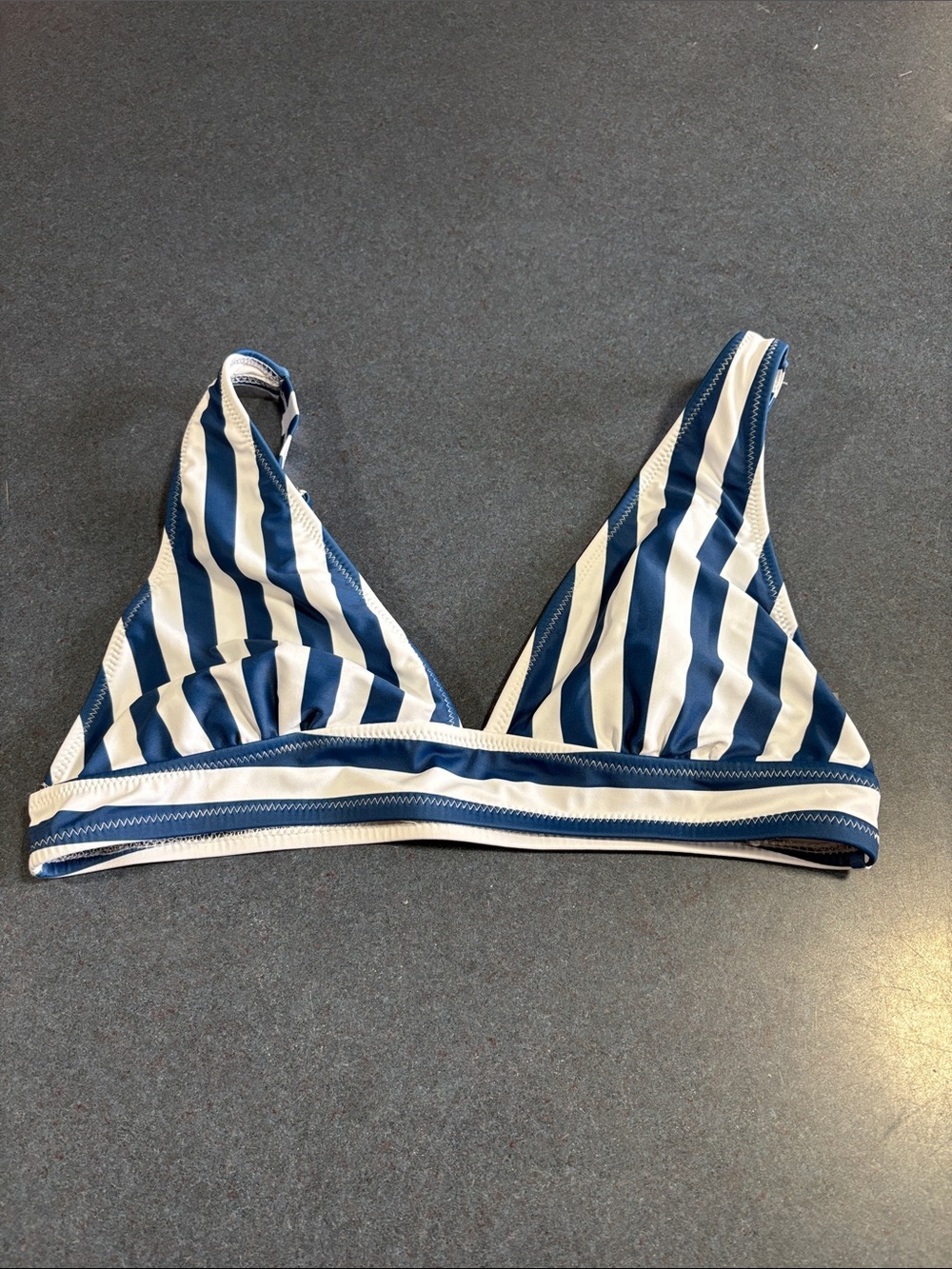 Striped Navy & White Triangle Bikini Top